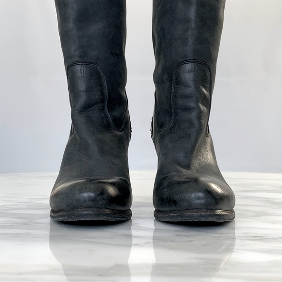 D-Segno Black Leather Studded Knee High Boots • Sz 8 - Picture 5 of 11